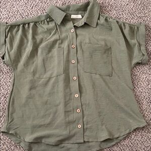 Gorgeous Woman’s Green Button-Up Shirt